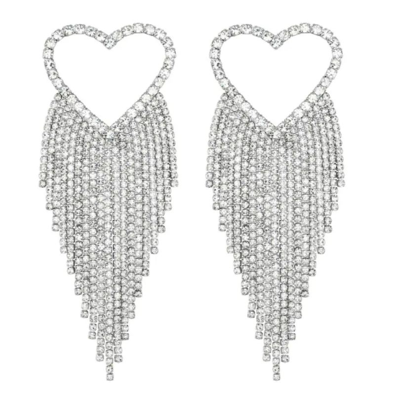 Trendy Silver Plated Heart Shaped Drop Earrings For Women And Brides