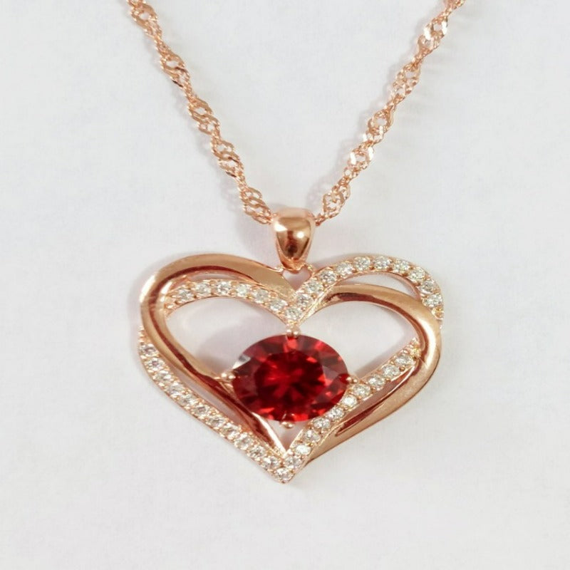 Romantic 925 Sterling Silver Rose Gold Plated Heart Shaped Necklace For Lovely Women