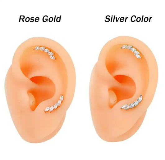 Trendy 316L Stainless Steel Ear piercing Pin Encrusted With Shiny Zircon Stones For Pretty Women