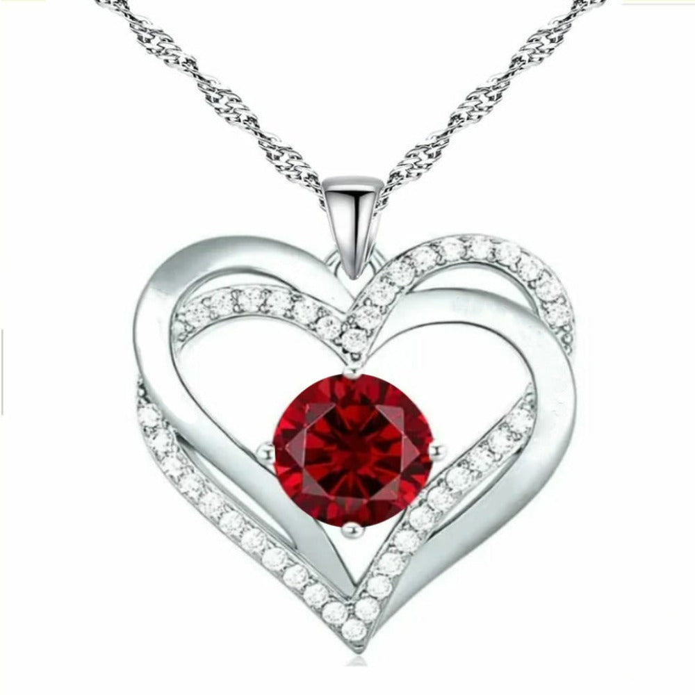 Attractive 925 Sterling Silver Rhodium Plated Heart Shaped Necklace For Romantics Women, Girls, And Brides