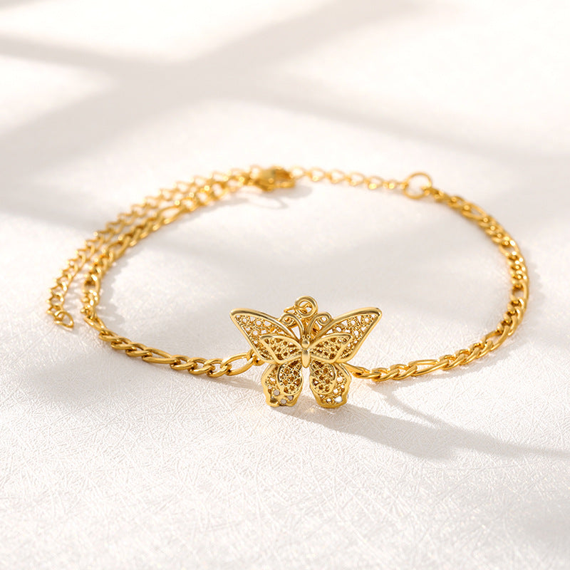 Attractive Gold Plated Butterfly Shaped Anklet For Romantics Women And Girls