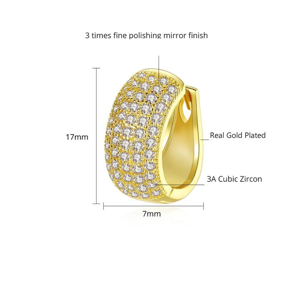 Attractive Gold Plated Earrings Encrusted With Shiny Zircon Stones For Lovely Women, Girls, And Brides