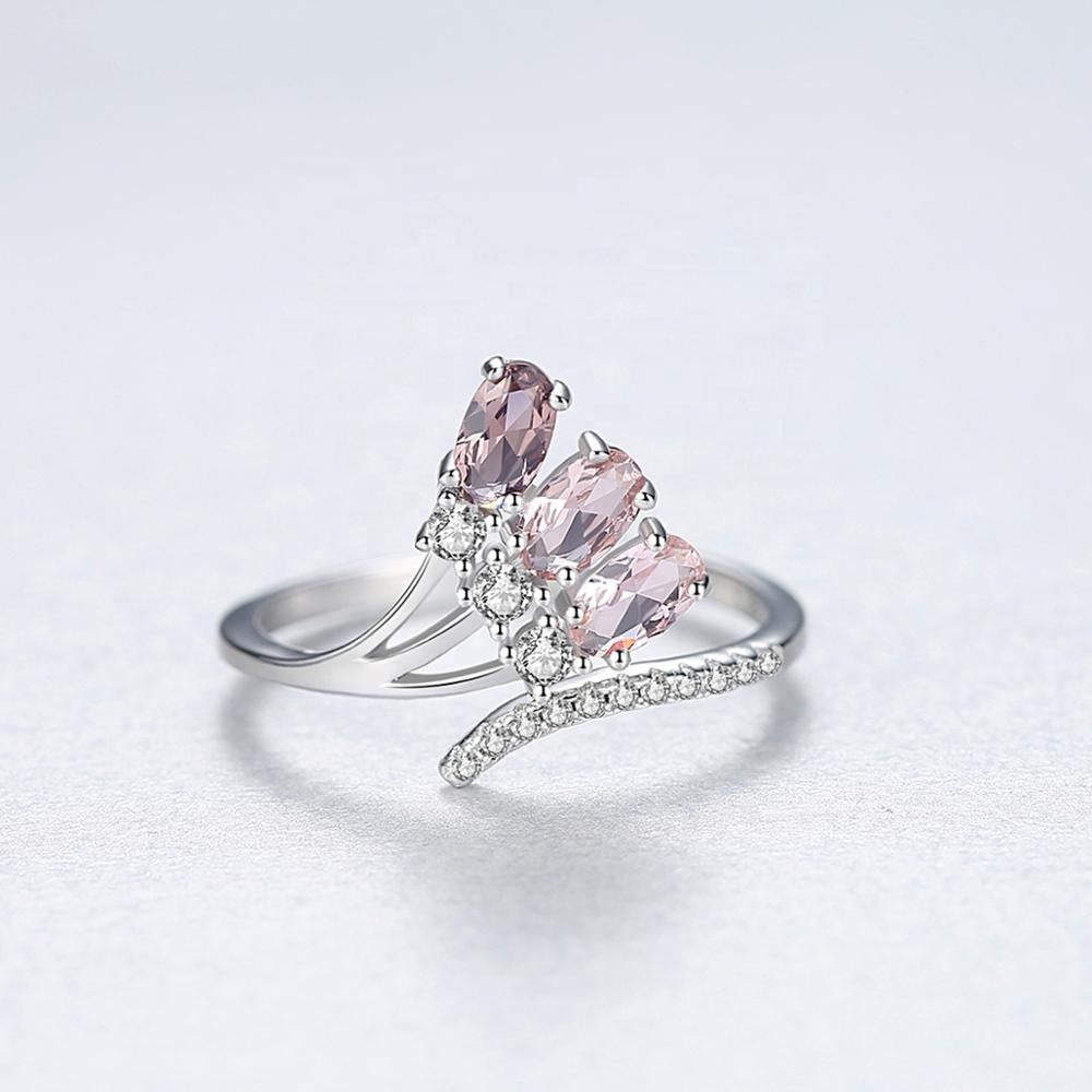 Attractive Pure 925 Sterling  Silver Ring Encrusted With Purple Zircon Stones