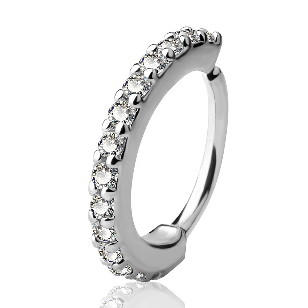 Cute 316L Stainless Steel Ear Piercing ring Encrusted With Shiny Rhinestones 