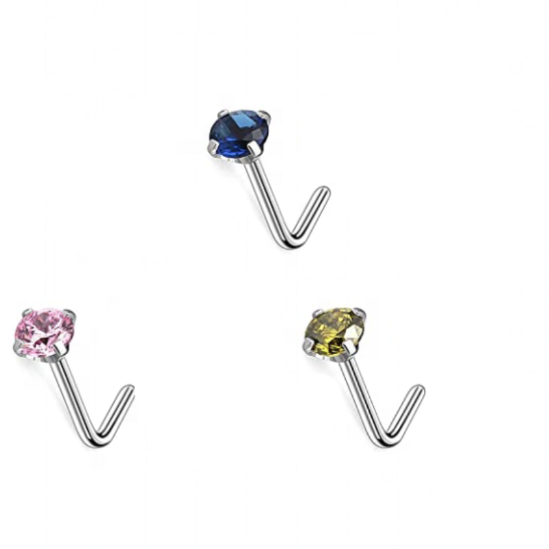 Cute 316L Stainless Steel Nose Pin Encrusted With Attractive Rhinestones