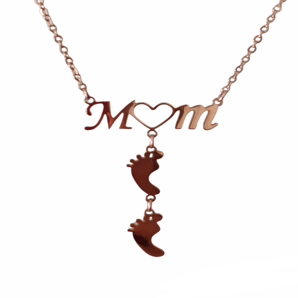 Cute Rose Gold Plated Tiny Foot Baby Shaped Necklace For Kind Mothers