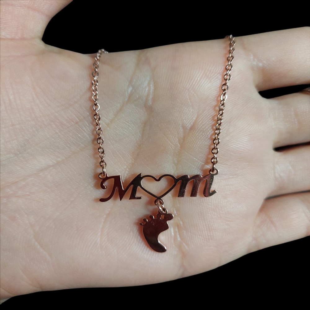 Cute Rose Gold Plated Tiny Foot Baby Shaped Necklace For Kind Mothers