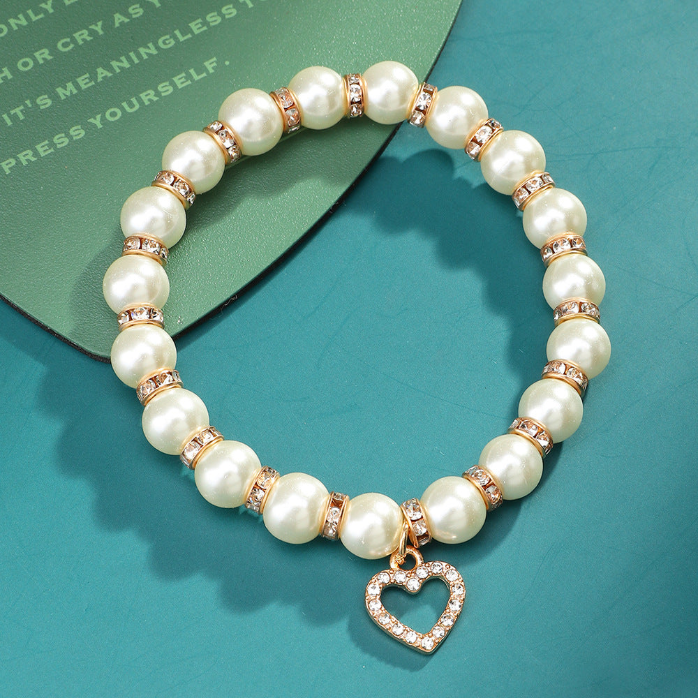 Elegant 18k Gold Plated White Pearl Bracelet For Women & Men& Brides