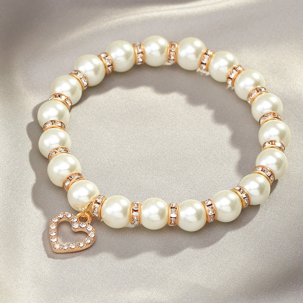 Elegant 18k Gold Plated White Pearl Bracelet For Women & Men& Brides