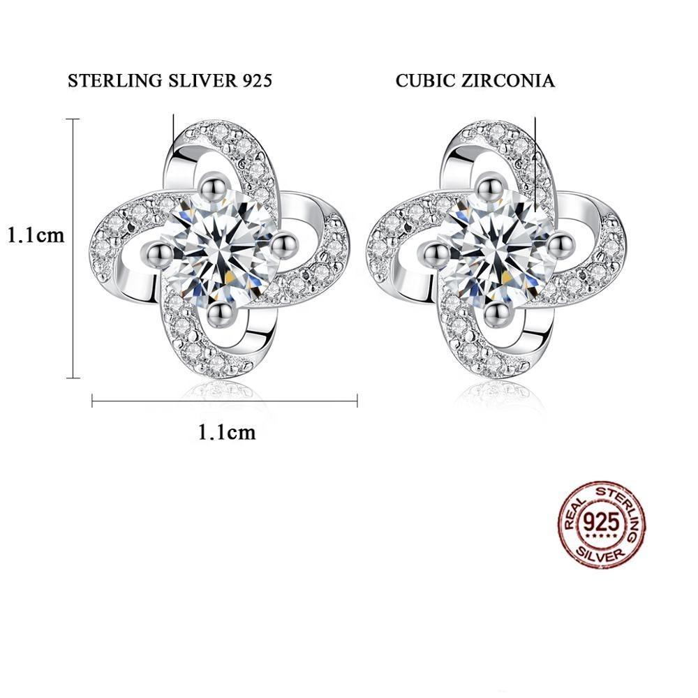 Elegant Flower Shaped 925 Sterling Silver Jewelry Set Encrusted With Shiny Zircon Stones For Women, Girls, And Brides