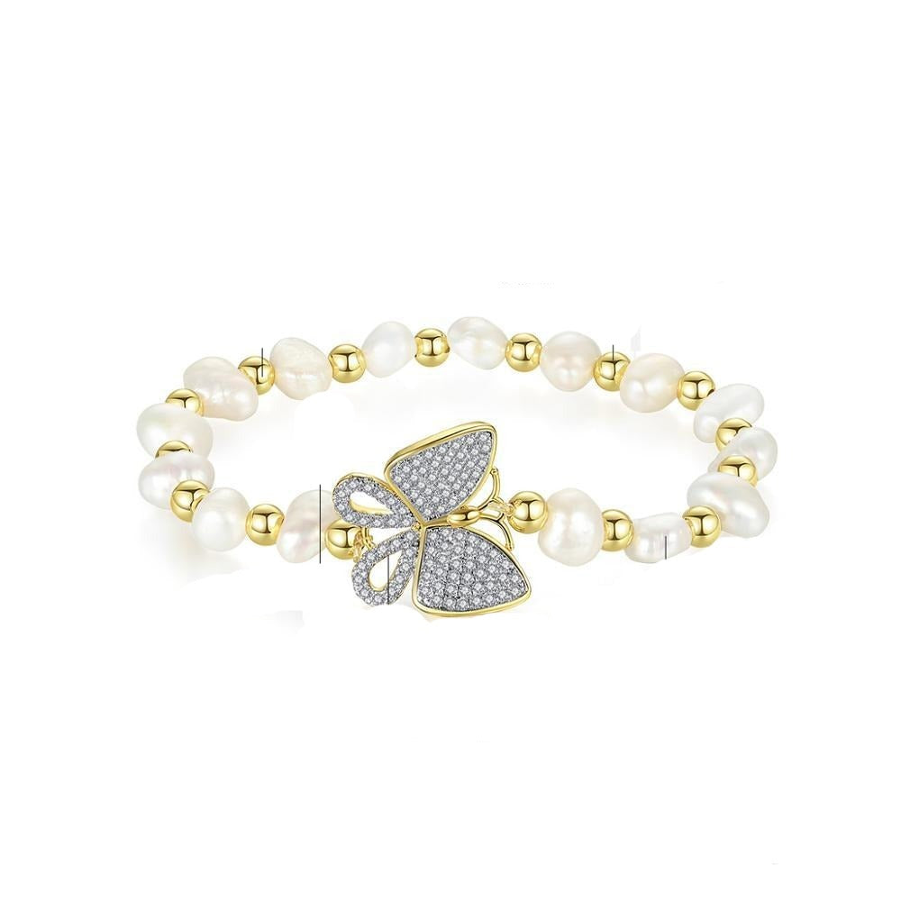 Elegant Gold Plated Butterfly Shaped Elastic Bracelet For Cute Girls & Women