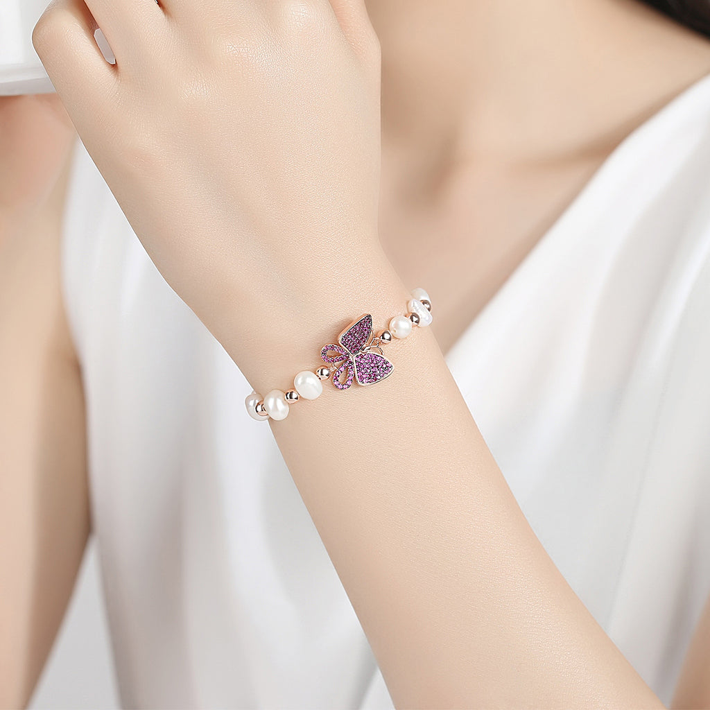 Elegant Gold Plated Butterfly Shaped Elastic Bracelet For Cute Girls & Women