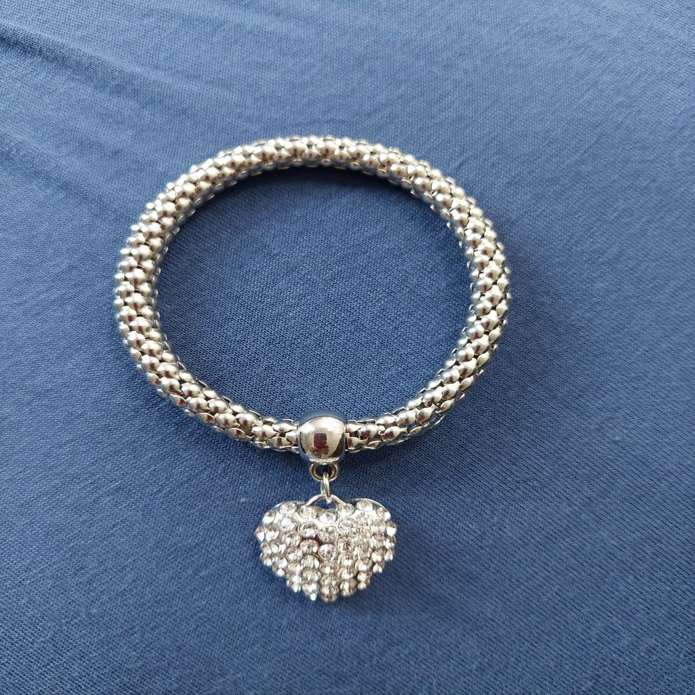 European Diamond Heart Shaped Corn Bracelet For Women, Men, And Lovers