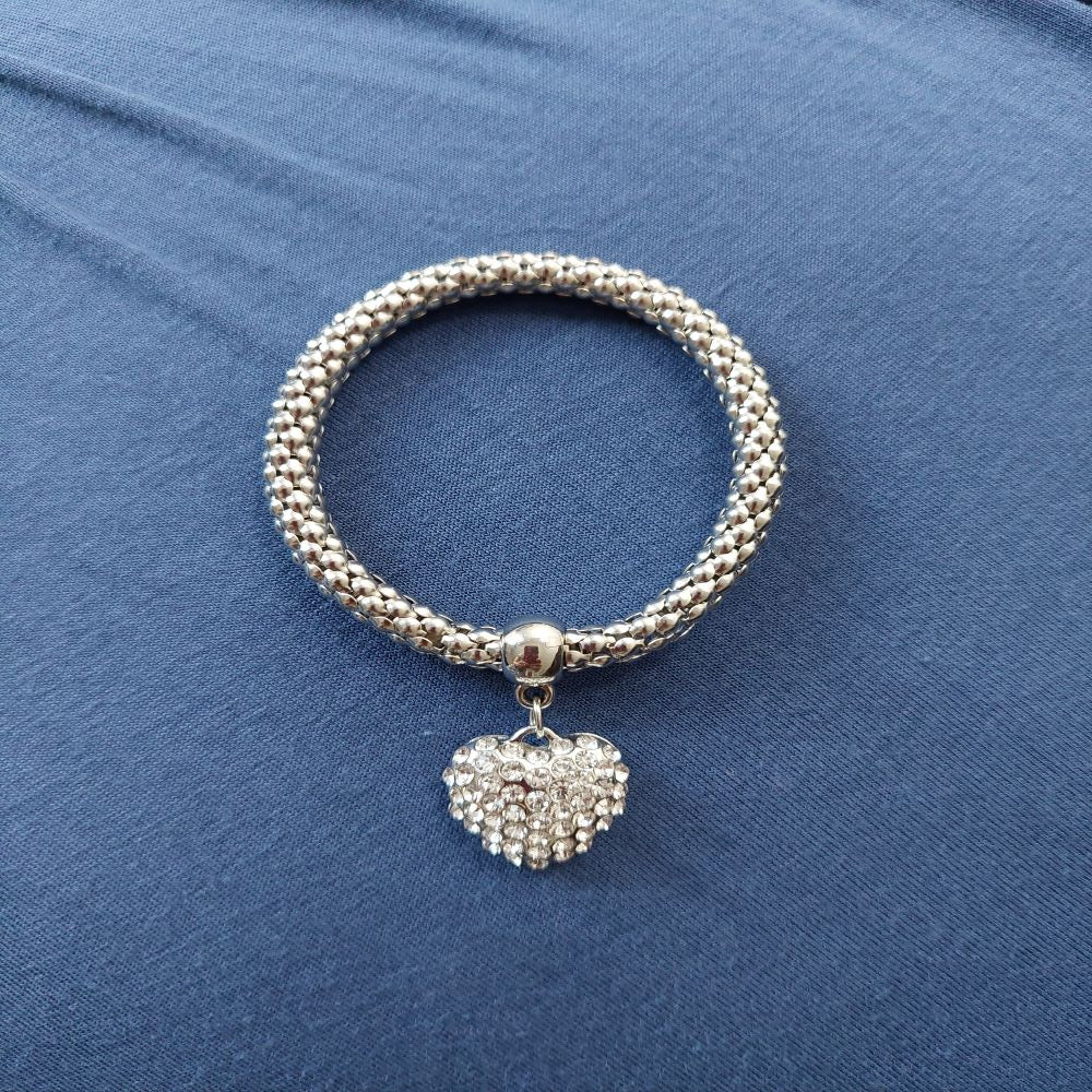 European Diamond Heart Shaped Corn Bracelet For Women, Men, And Lovers