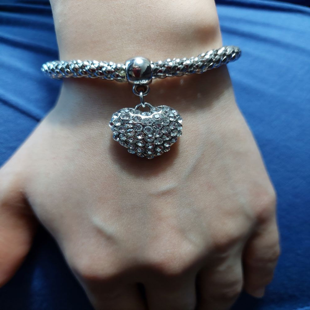 European Diamond Heart Shaped Corn Bracelet For Women, Men, And Lovers
