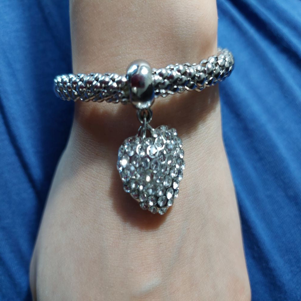 European Diamond Heart Shaped Corn Bracelet For Women, Men, And Lovers