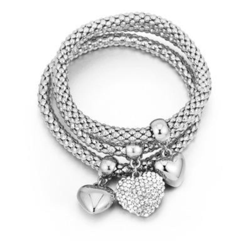 European Diamond Heart Shaped Corn Bracelet For Women, Men, And Lovers