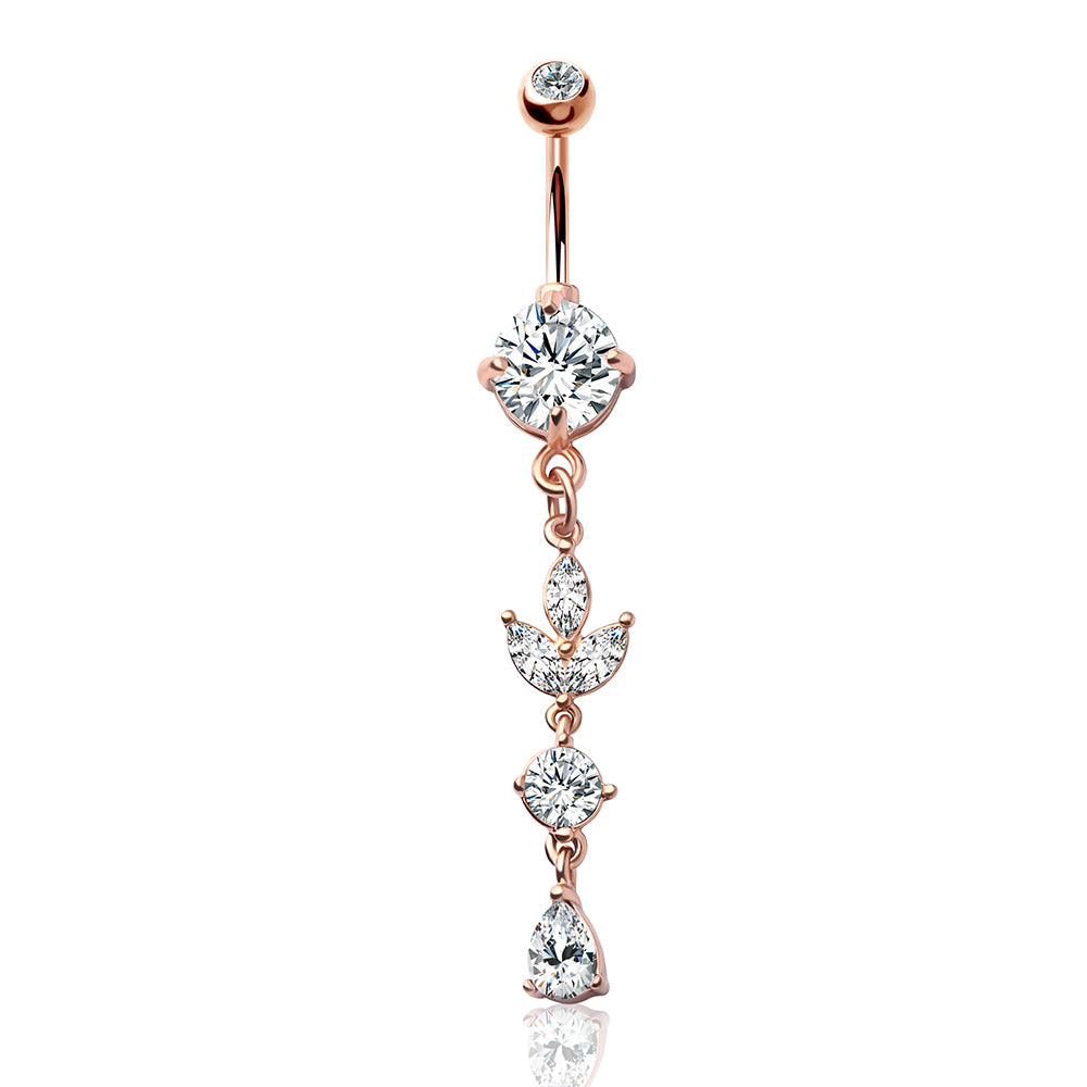 Fashion 316L Stainless Steel Navel Ring Encrusted With Shiny Rhinestones For Lovely Women