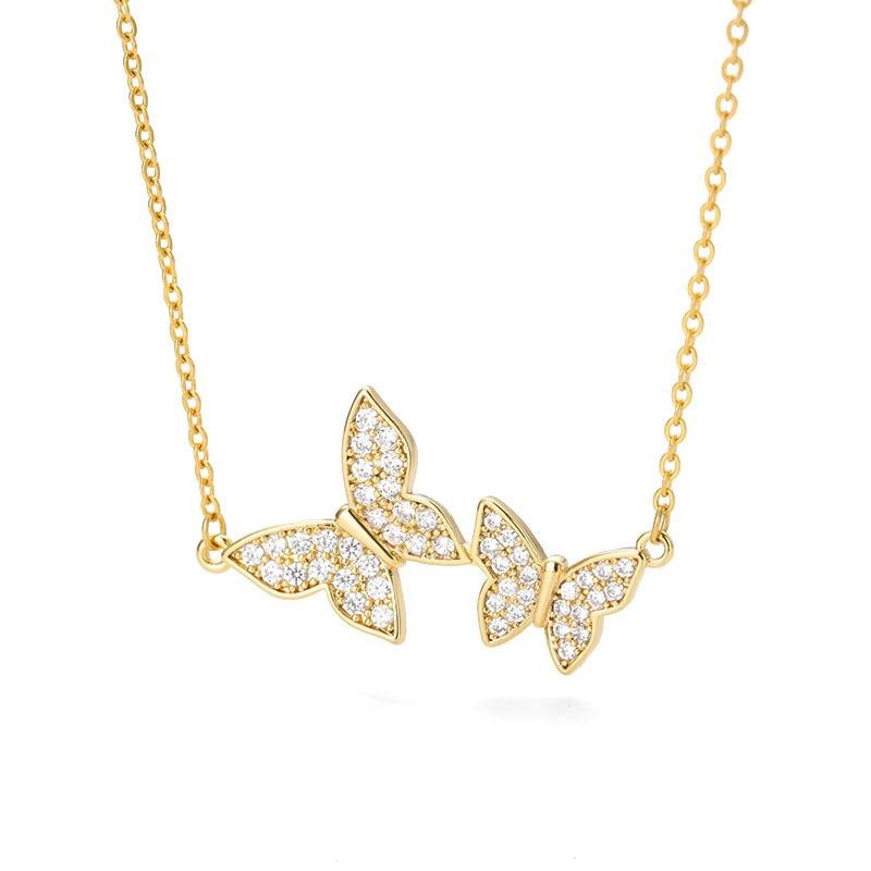 Fashion Gold Plated Couple Butterflies Necklace For Women And Girls