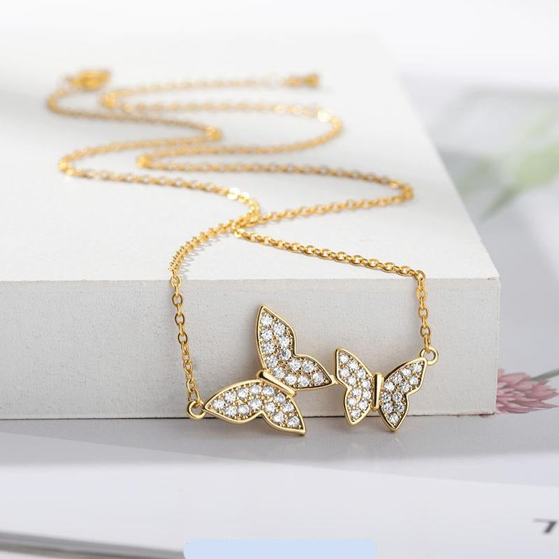 Fashion Gold Plated Couple Butterflies Necklace For Women And Girls