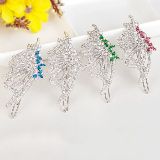 Fashion Rhodium Plated Butterfly Shaped Hair Clip For Women And Brides