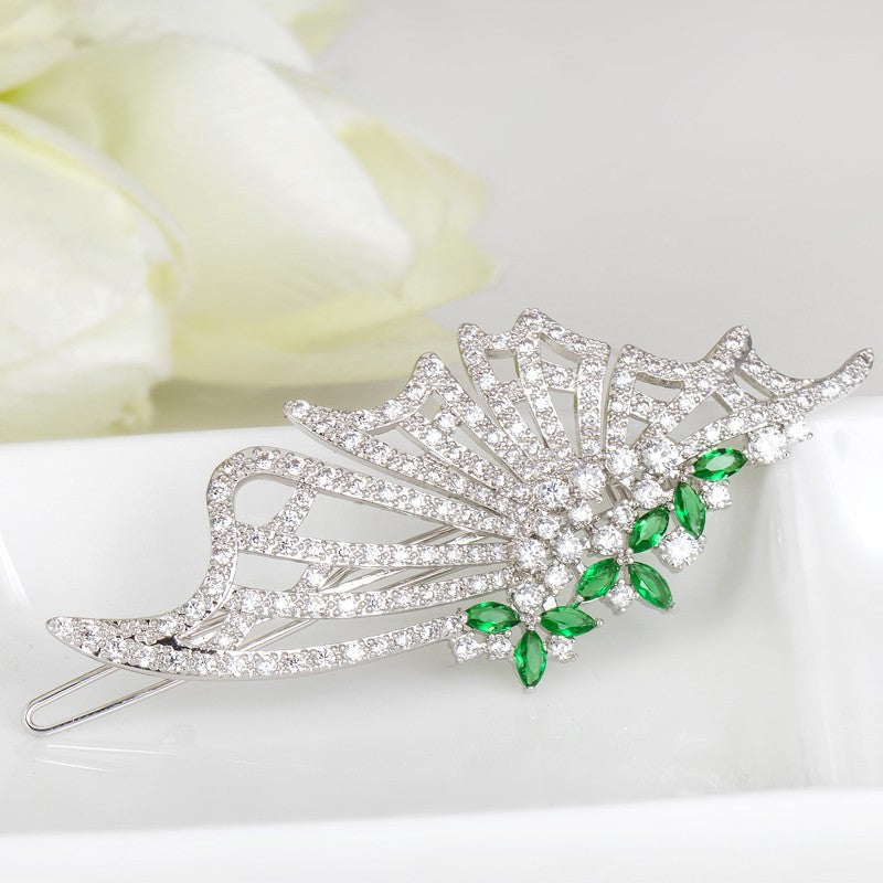 Fashion Rhodium Plated Butterfly Shaped Hair Clip For Women And Brides