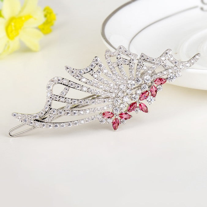 Fashion Rhodium Plated Butterfly Shaped Hair Clip For Women And Brides