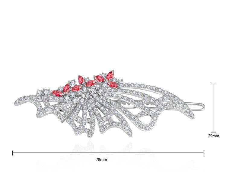 Fashion Rhodium Plated Butterfly Shaped Hair Clip For Women And Brides