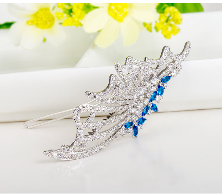 Fashion Rhodium Plated Butterfly Shaped Hair Clip For Women And Brides