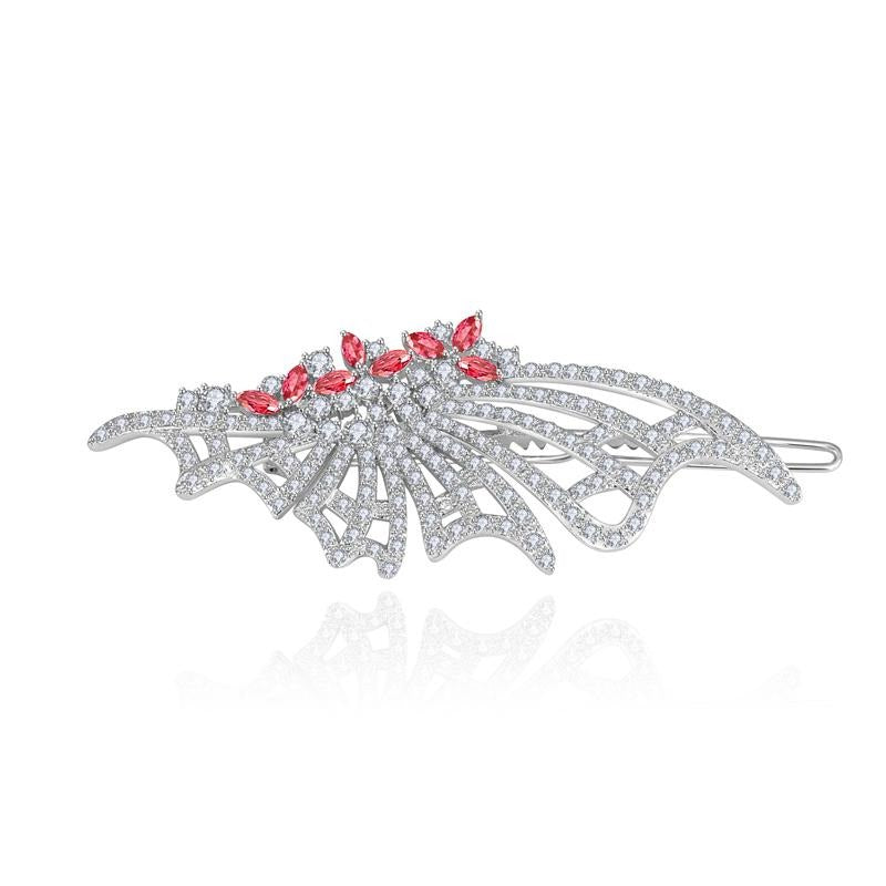 Fashion Rhodium Plated Butterfly Shaped Hair Clip For Women And Brides