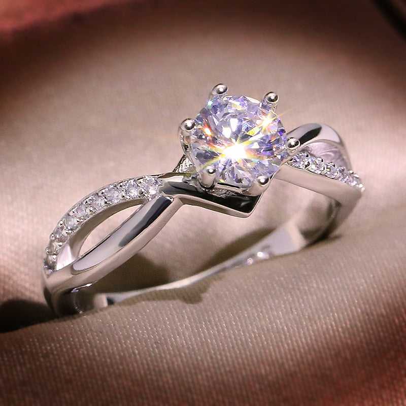 Fashion Silver Plated Ring Encrusted With White Zircon Stones For Women, Girls, And Princesses