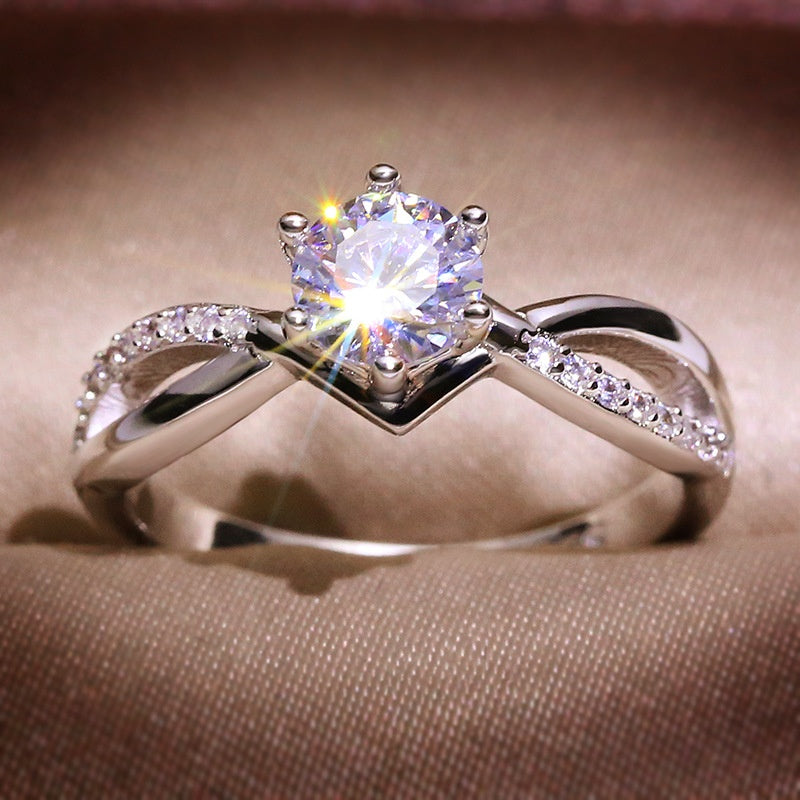Fashion Silver Plated Ring Encrusted With White Zircon Stones For Women, Girls, And Princesses