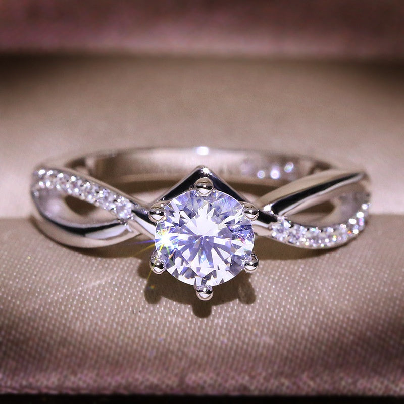 Fashion Silver Plated Ring Encrusted With White Zircon Stones For Women, Girls, And Princesses