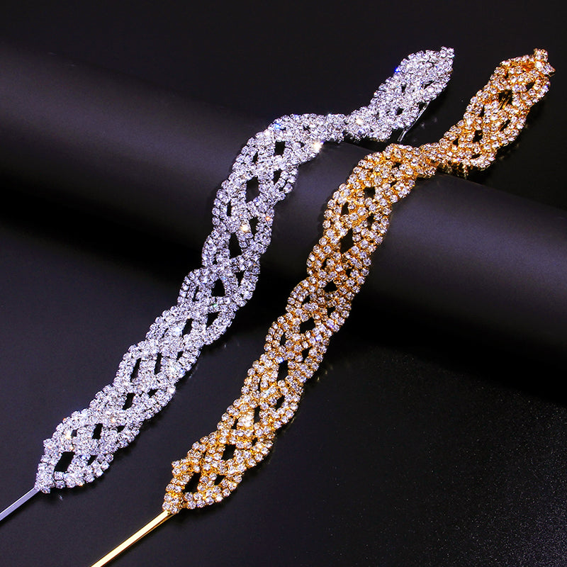 Trendy Long Braided Hair Accessories Encrusted With Shiny Rhinestones For Pretty Women