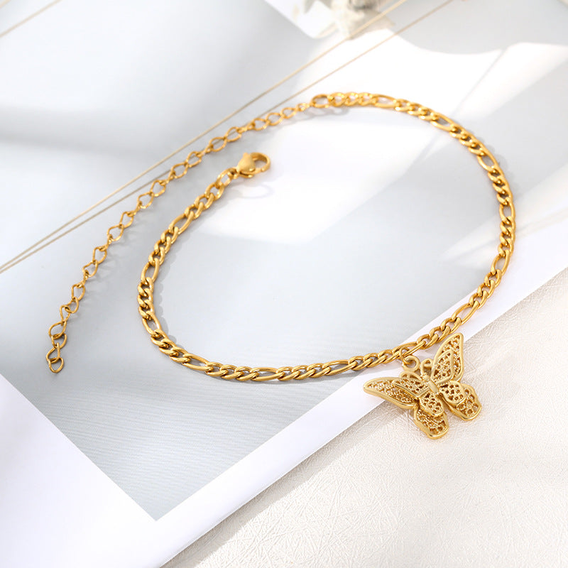 Attractive Gold Plated Butterfly Shaped Anklet For Romantics Women And Girls