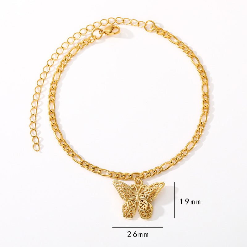 Attractive Gold Plated Butterfly Shaped Anklet For Romantics Women And Girls