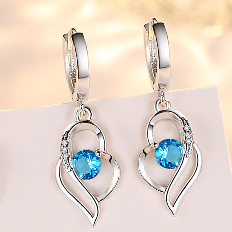 Trendy Silver Plated Drop Earrings Encrusted With Rhinestone For Women, Girls, And Brides