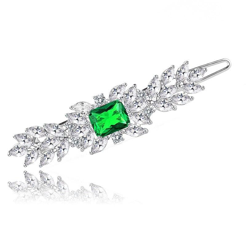 New Style Rhodium Plated Hair Pin Encrusted With The Shiny Zircon Stones For Women & Brides & Girls