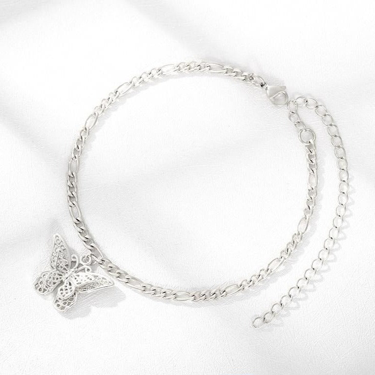 Attractive Silver Plated Butterfly Shaped Anklet For Romantics Women And Girls