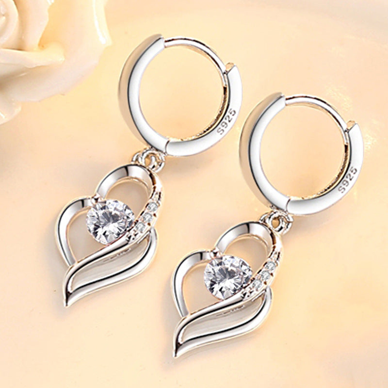 Trendy Silver Plated Drop Earrings Encrusted With Rhinestone For Women, Girls, And Brides