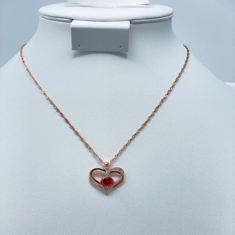 Romantic 925 Sterling Silver Rose Gold Plated Heart Shaped Necklace For Lovely Women