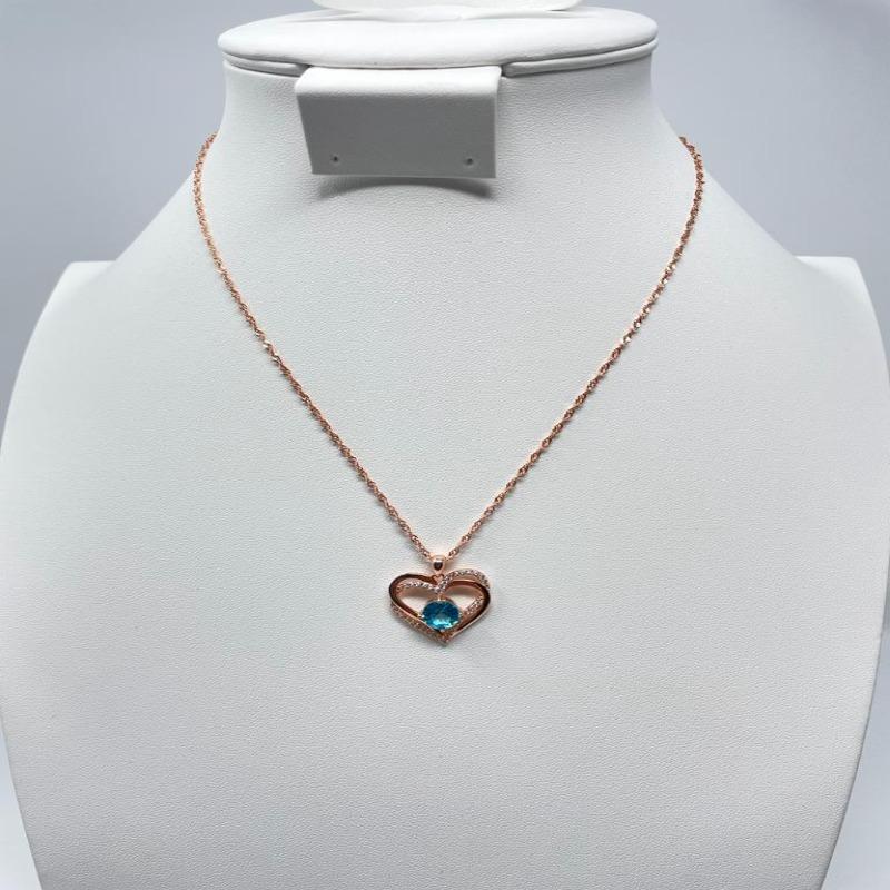 Romantic 925 Sterling Silver Rose Gold Plated Heart Shaped Necklace For Lovely Women