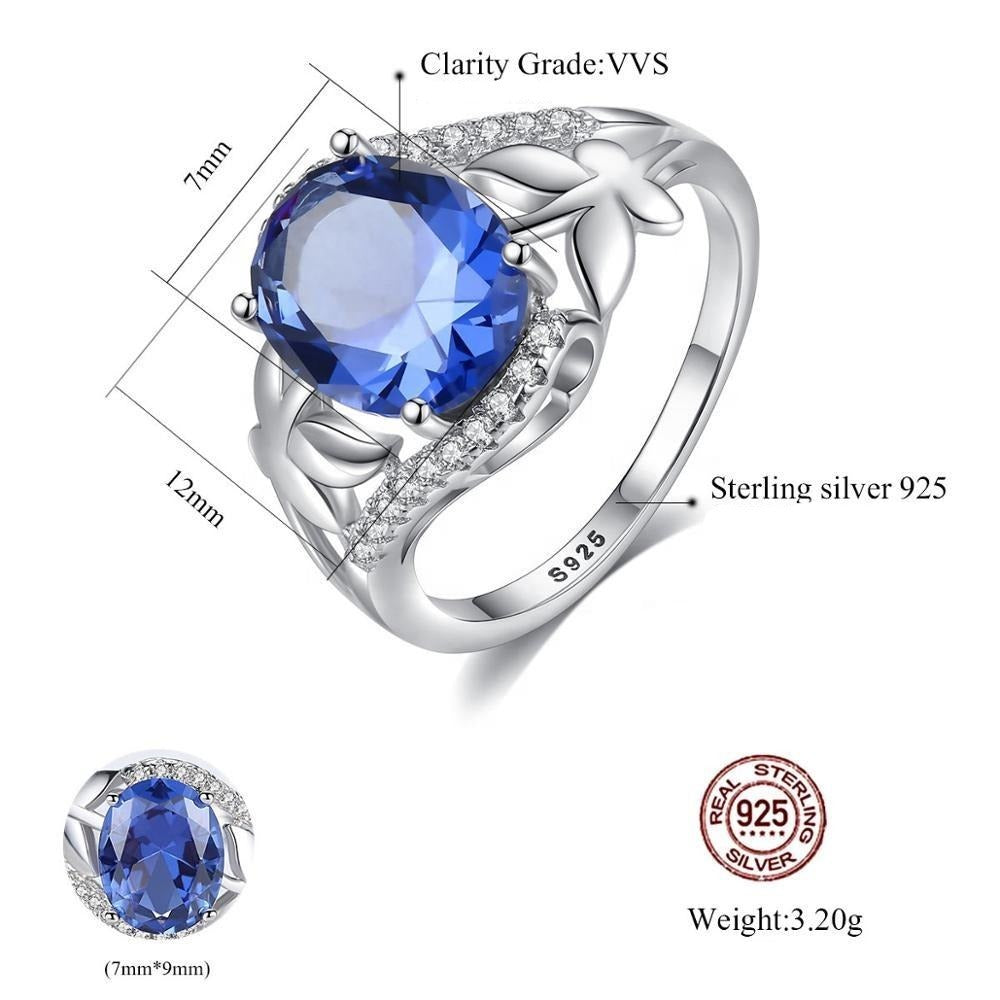 Luxury 925 Sterling Silver Ring Encrusted With Shiny Blue Zircon Stone For Beautiful Women And Brides