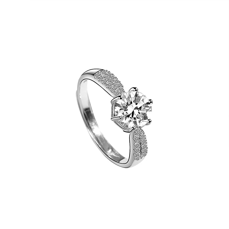 Luxury Rhodium Plated 925 Sterling Silver Ring For Women And Brides  