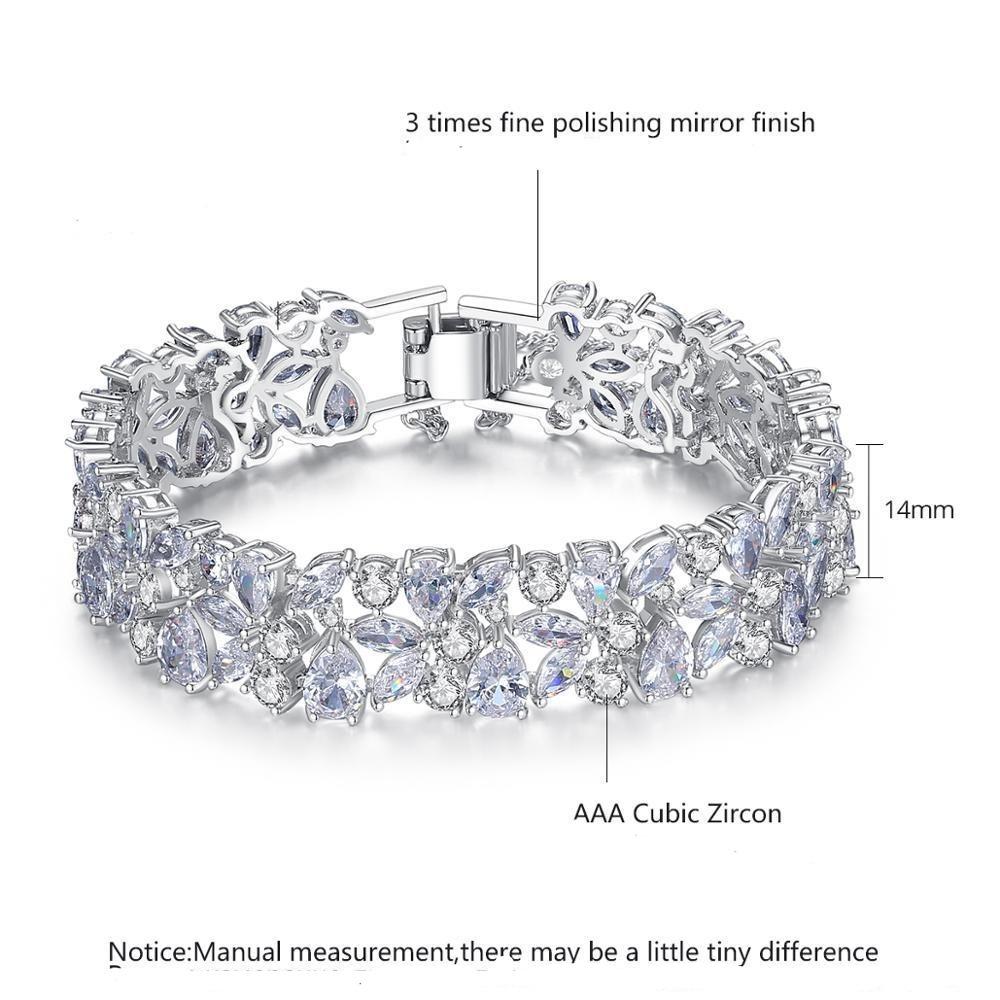 Luxury Rhodium Plated Bracelet Encrusted With Attractive Zircon Stones 