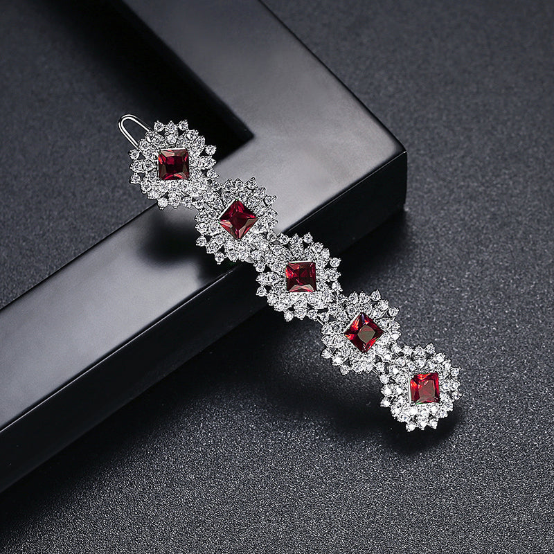 Luxury Rhodium Plated Flower Shaped Hair Pin For Women, Girls And Brides