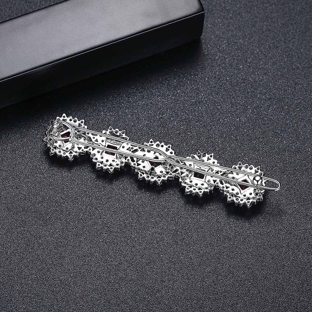 Luxury Rhodium Plated Flower Shaped Hair Pin For Women, Girls And Brides