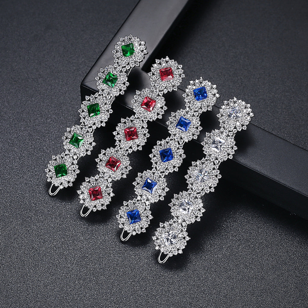 Luxury Rhodium Plated Flower Shaped Hair Pin For Women, Girls And Brides