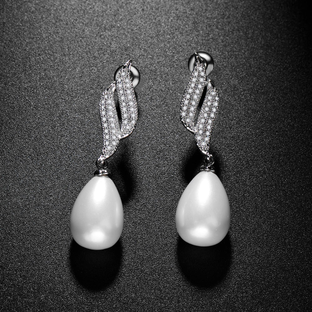 Luxury White Water Drop Pearl Earrings For Women, Brides And Girls