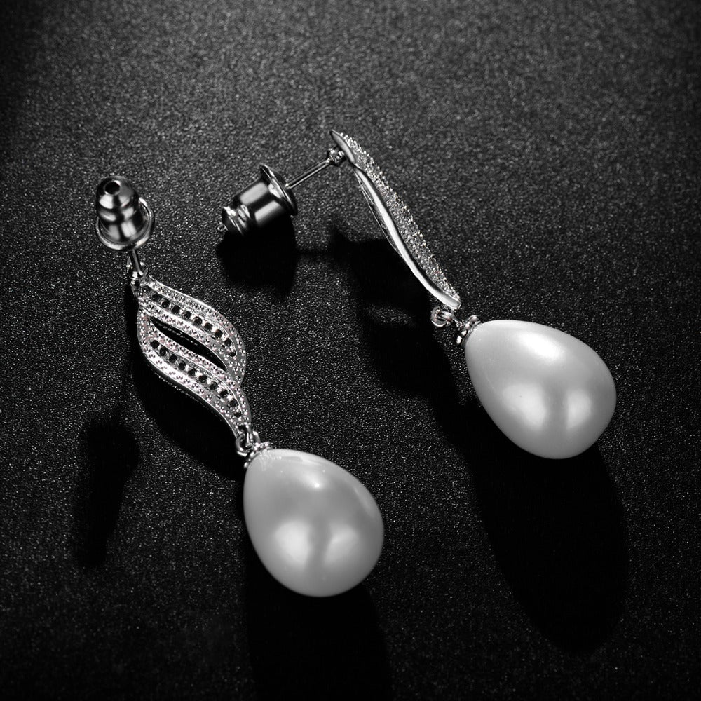 Luxury White Water Drop Pearl Earrings For Women, Brides And Girls